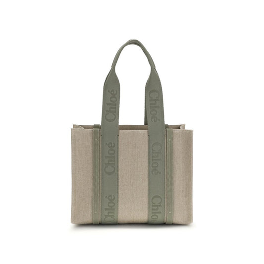 Beige Leinen Schultertasche