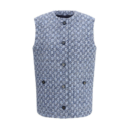 Blaue ärmellose Baumwolljacke