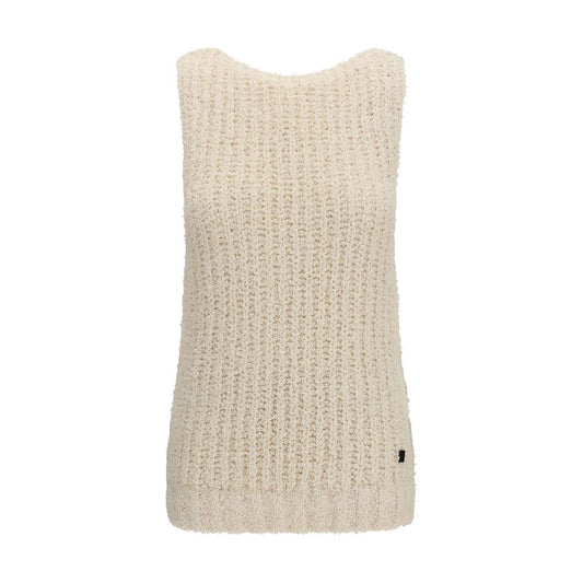 Beige Cotton Sleeveles Sweater