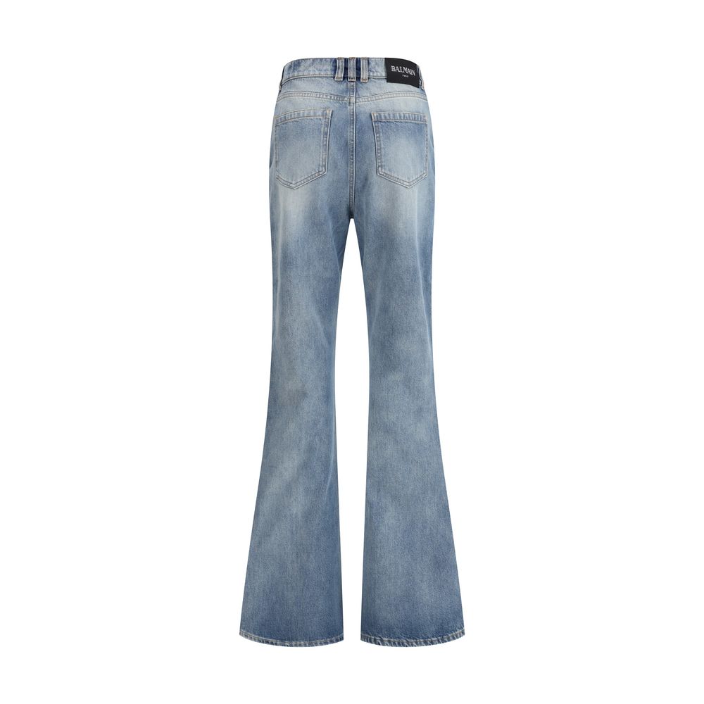Ausgestellte Jeans aus blauem Baumwoll-Denim